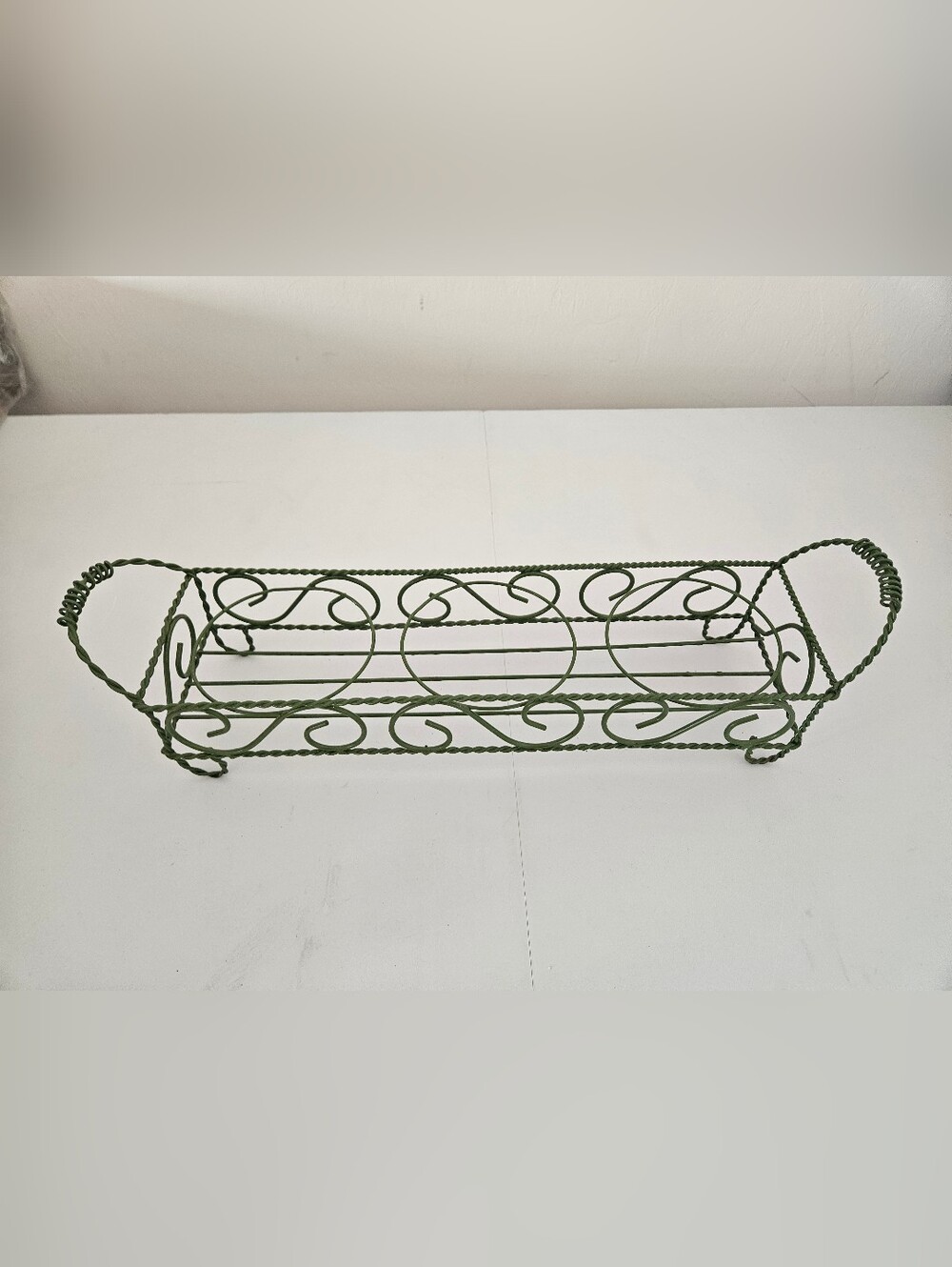 VTG Green Coated French Wire 3-Pot / Jar Plant Holder | SZ 19" x 5"